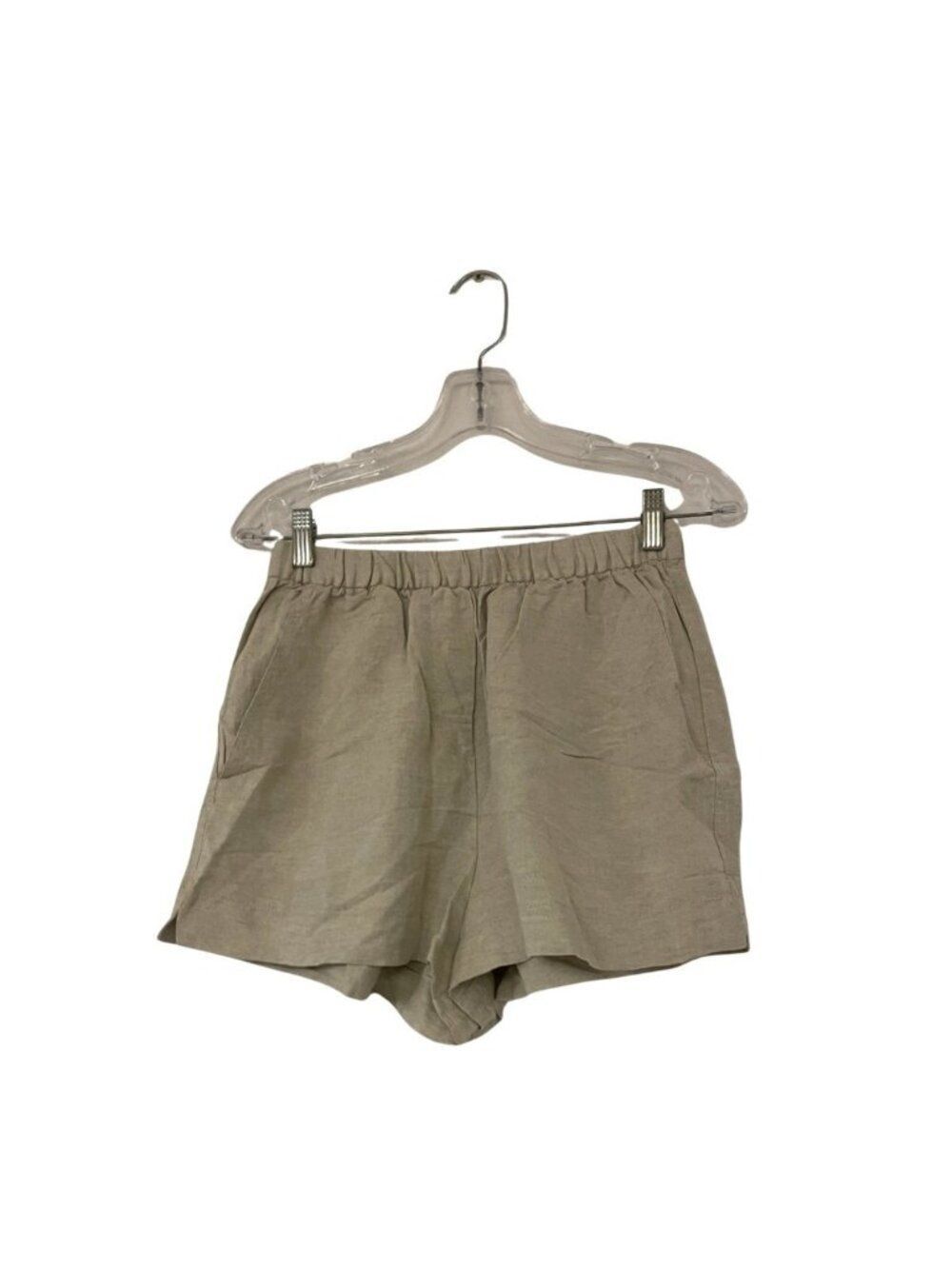 Oysho Womens Shorts Small Beige Elastic Waist Linen High Rise 6686/194 NWT